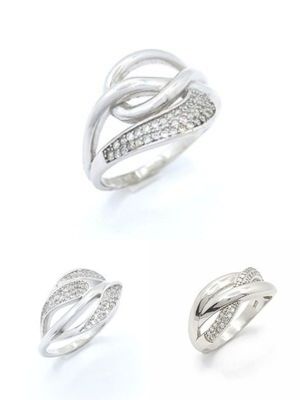 Silver 925 modern white stone ring