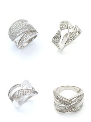 Silver 925 wide modern white stone ring