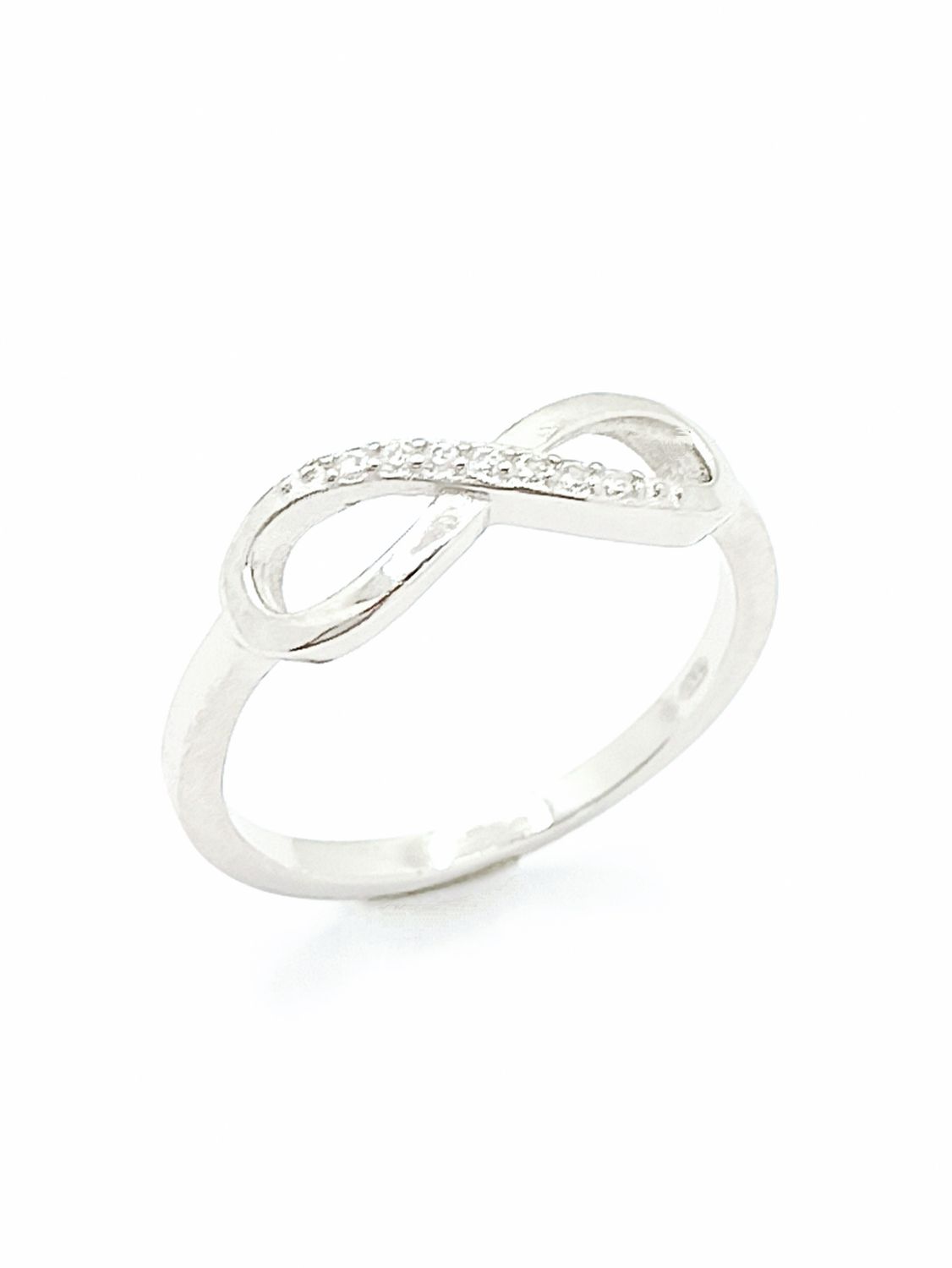 Silver 925 infinity white or rose stone ring, MODEL-COLOR-RING SIZE: 1-White-SIZE 51 EUR K UK 5.5 USA