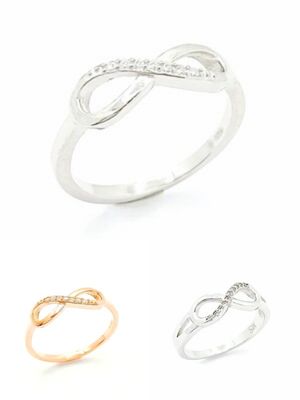 Silver 925 infinity white or rose stone ring
