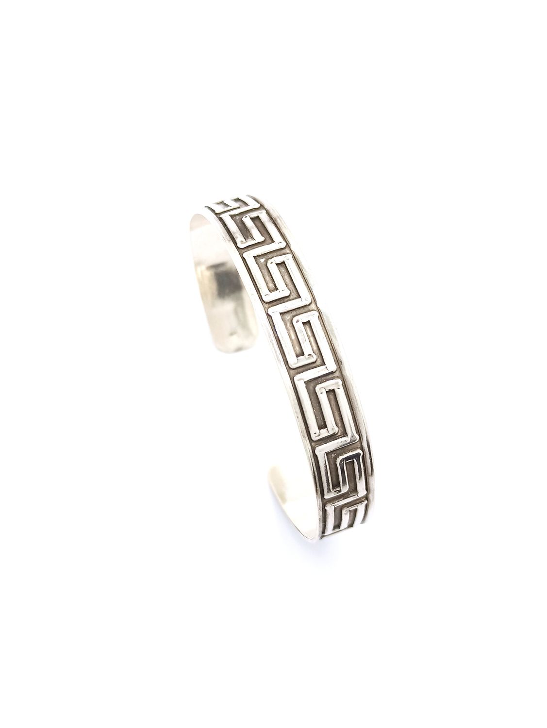 Silver 925 solid maiandros handmade bangle bracelet, MODEL-BRACELET WIDTH-SIZE-WEIGHT: 1-Bracelet Width: 1.1cm-18cm Open Adjustable-Weight: 16.1gr.