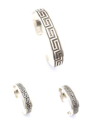 Silver 925 solid maiandros handmade bangle bracelet