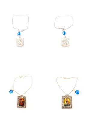 Silver 925 talisman car charm rectangle double sided