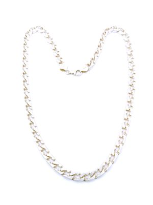 Silver 925 handmade wide gourmet dentate center neck chain