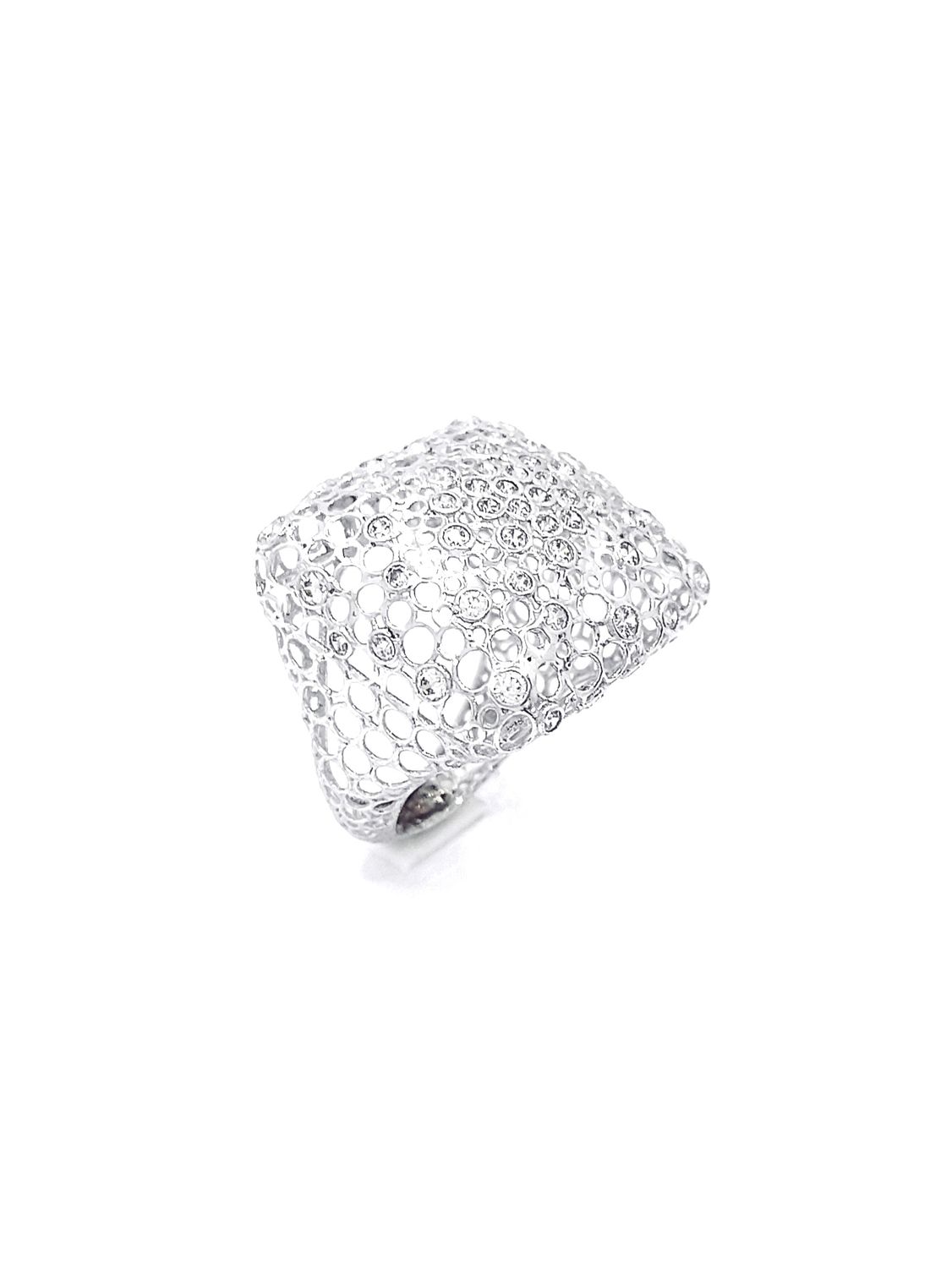 Silver 925 modern diamond cut big  ring, MODEL-COLOR-SIZE: 1-White gold plated-SIZE 52 EUR L UK 6 USA