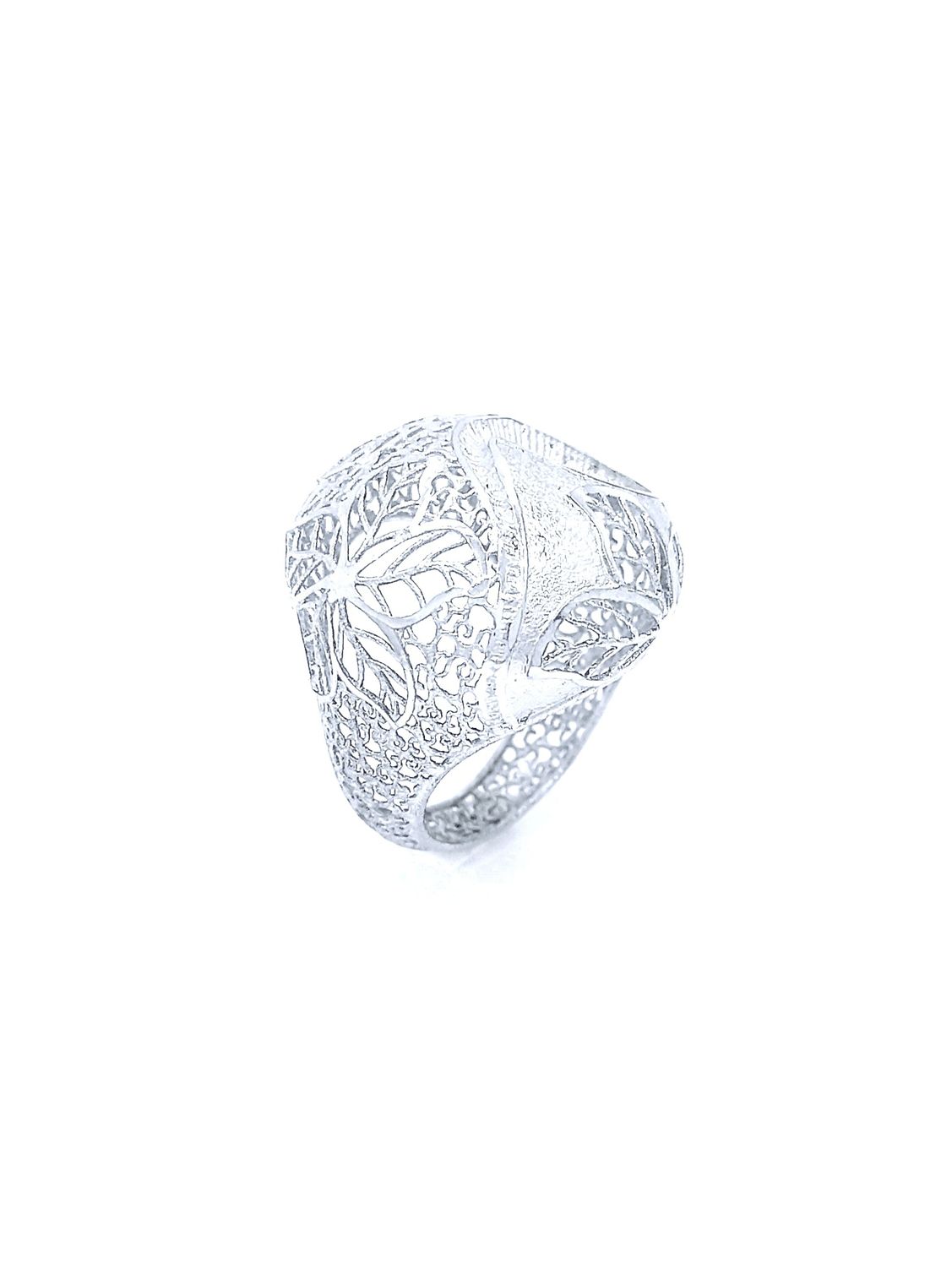 Silver 925 modern diamond cut big  ring, MODEL-COLOR-SIZE: 1-White gold plated-SIZE 54 EUR N UK 7 USA