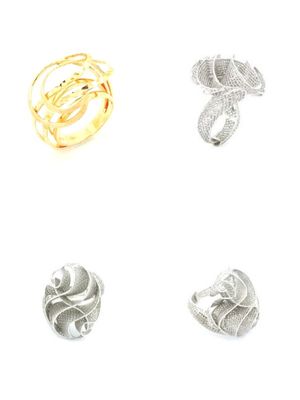 Silver 925 modern diamond cut rose ring