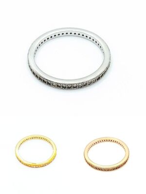 Silver 925 all over white stone ring