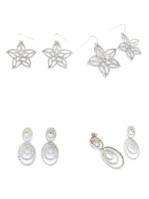 Silver 925 big flower or oval stone earrings