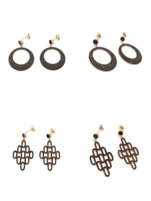 Silver 925 rose round modern stone earrings