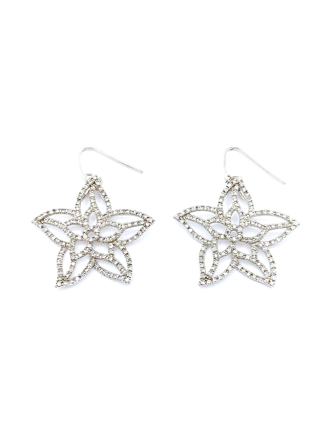 Silver 925 big flower or oval stone earrings, MODEL-SIZE: 1-Earring Total Height: 5.1cm -Width: 4cm