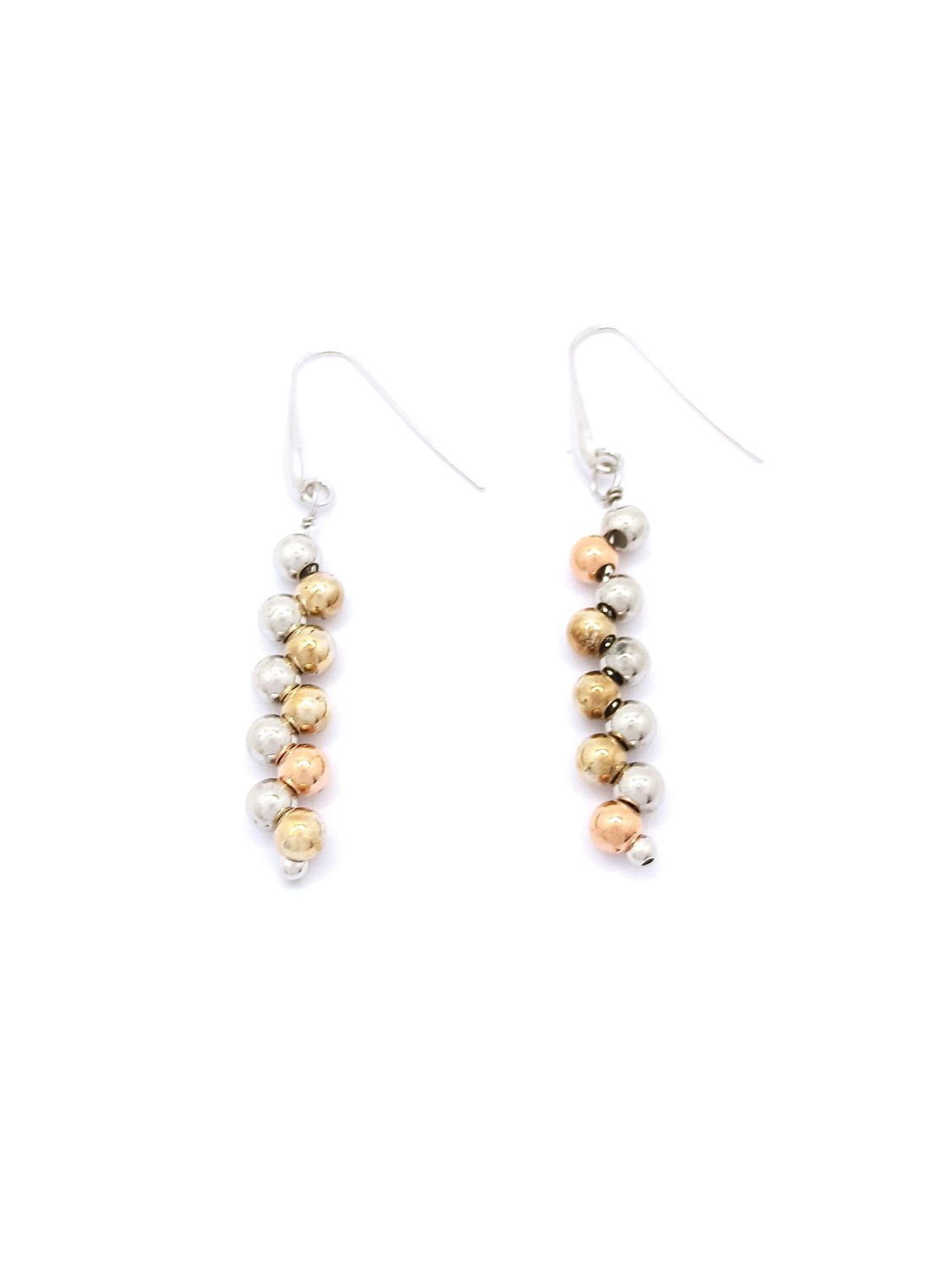 Silver 925 3 color ball long earrings