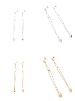 Silver 925 ball long earrings