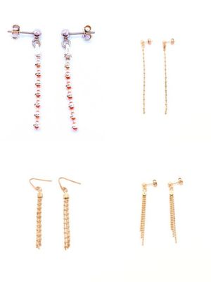 Silver 925 diamond cut ball rose long earring