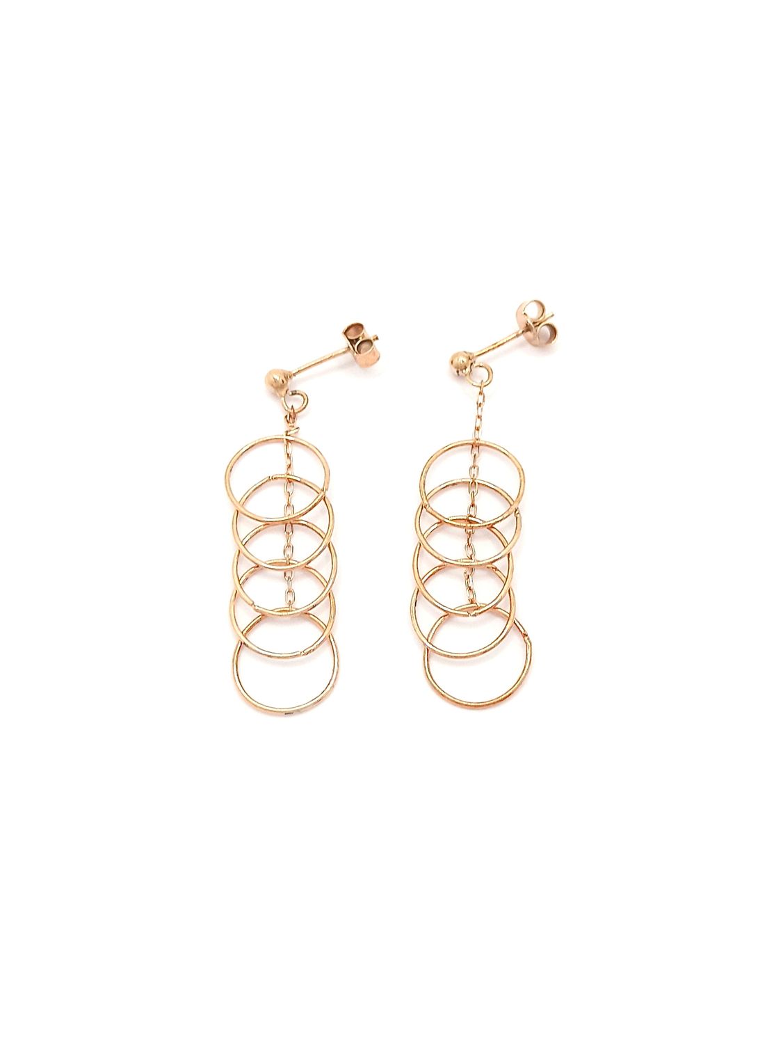 Silver 925 circles rose earrings, MODEL-SIZE: 1-Earring Height : 3.8cm-Width : 1cm