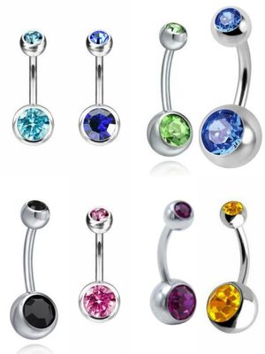 316L surgical steel double stone Belly ring