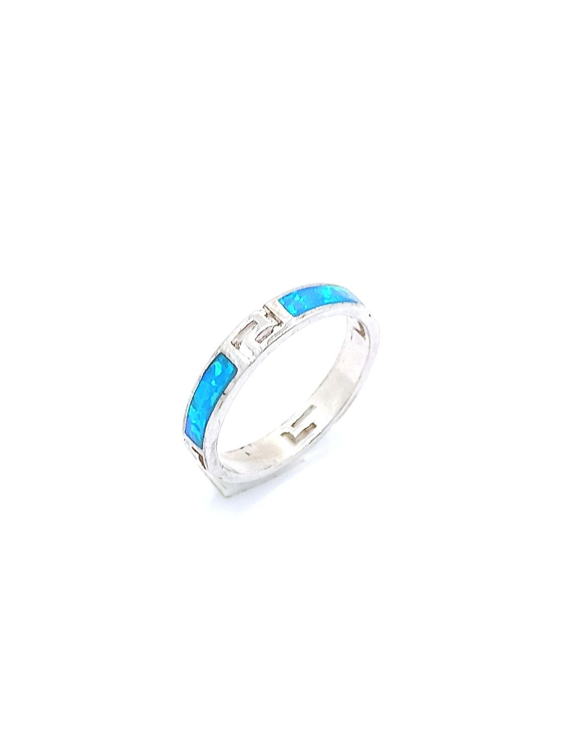 Silver 925 Opal blue or white Greek ring