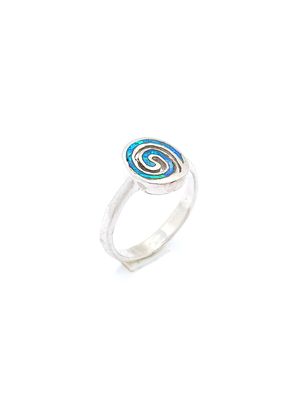 Silver 925 Opal blue spiral oval Meandros ring
