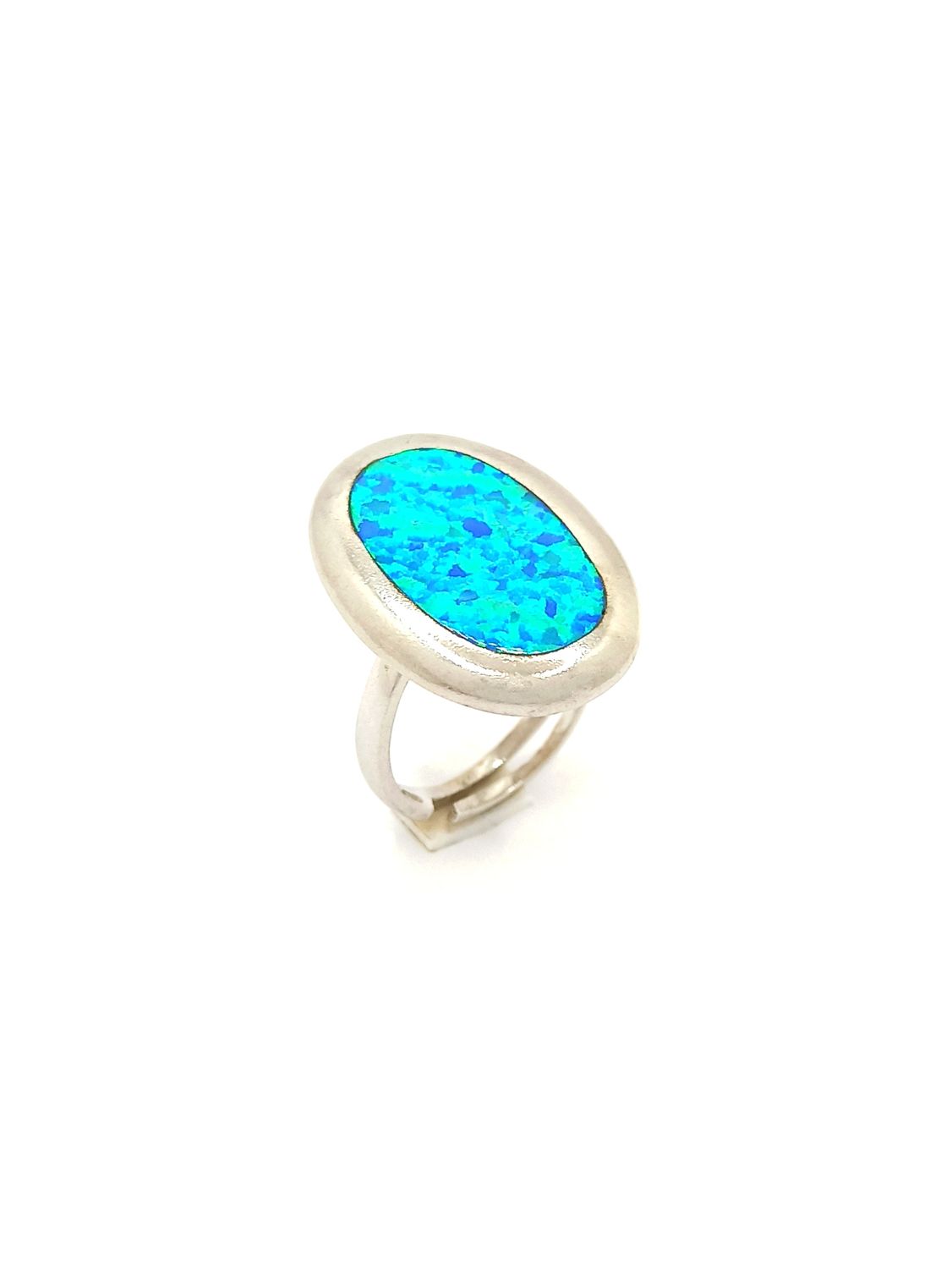 Silver 925 Opal blue oval ring, MODEL-DESIGN DIAMETER-SIZE: 1-Ring Design Height: 2.5cm-Width 1.8cm-Open adjustable 54 to 60