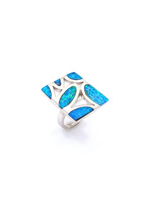 Silver 925 Opal blue square ring