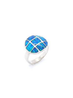 Silver 925 Opal blue round design ring