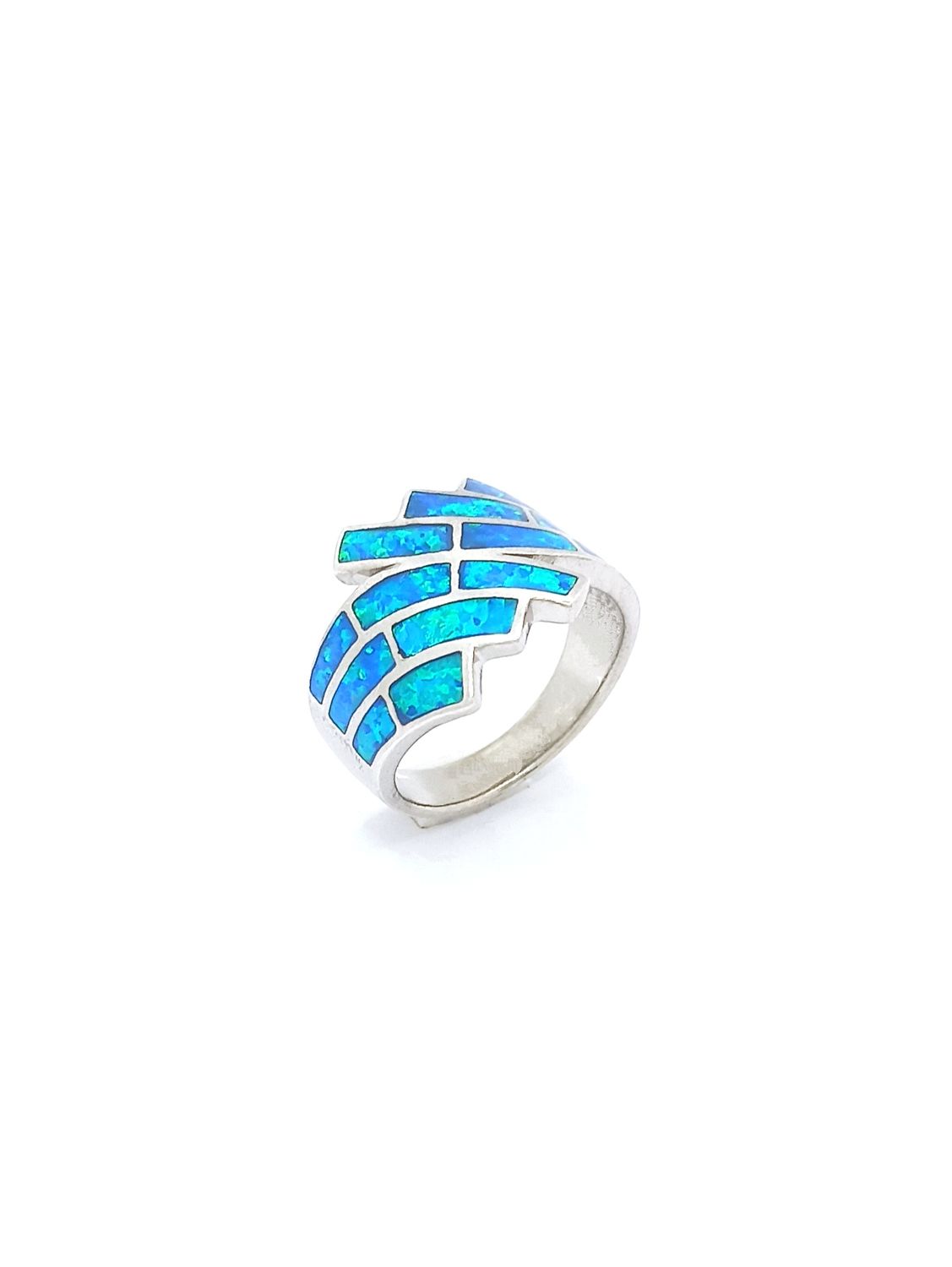 Silver 925 Opal blue modern wide ring