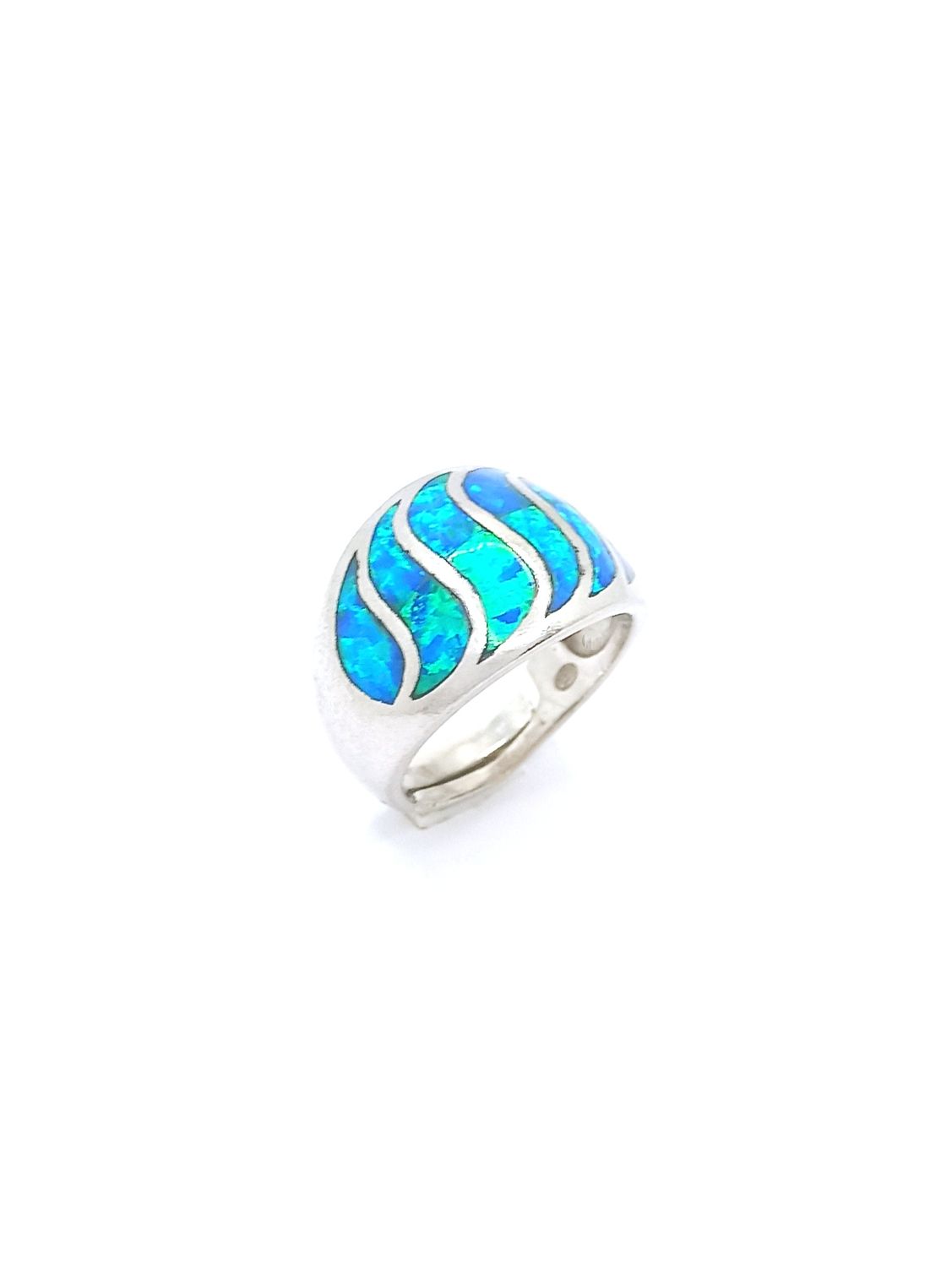 Silver 925 Opal blue modern wide ring
