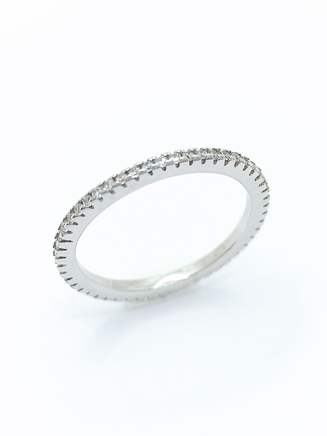 Silver 925 all over white stone ring, MODEL-COLOR-SIZE: 1-White-SIZE 51 EUR K UK 5.5 USA