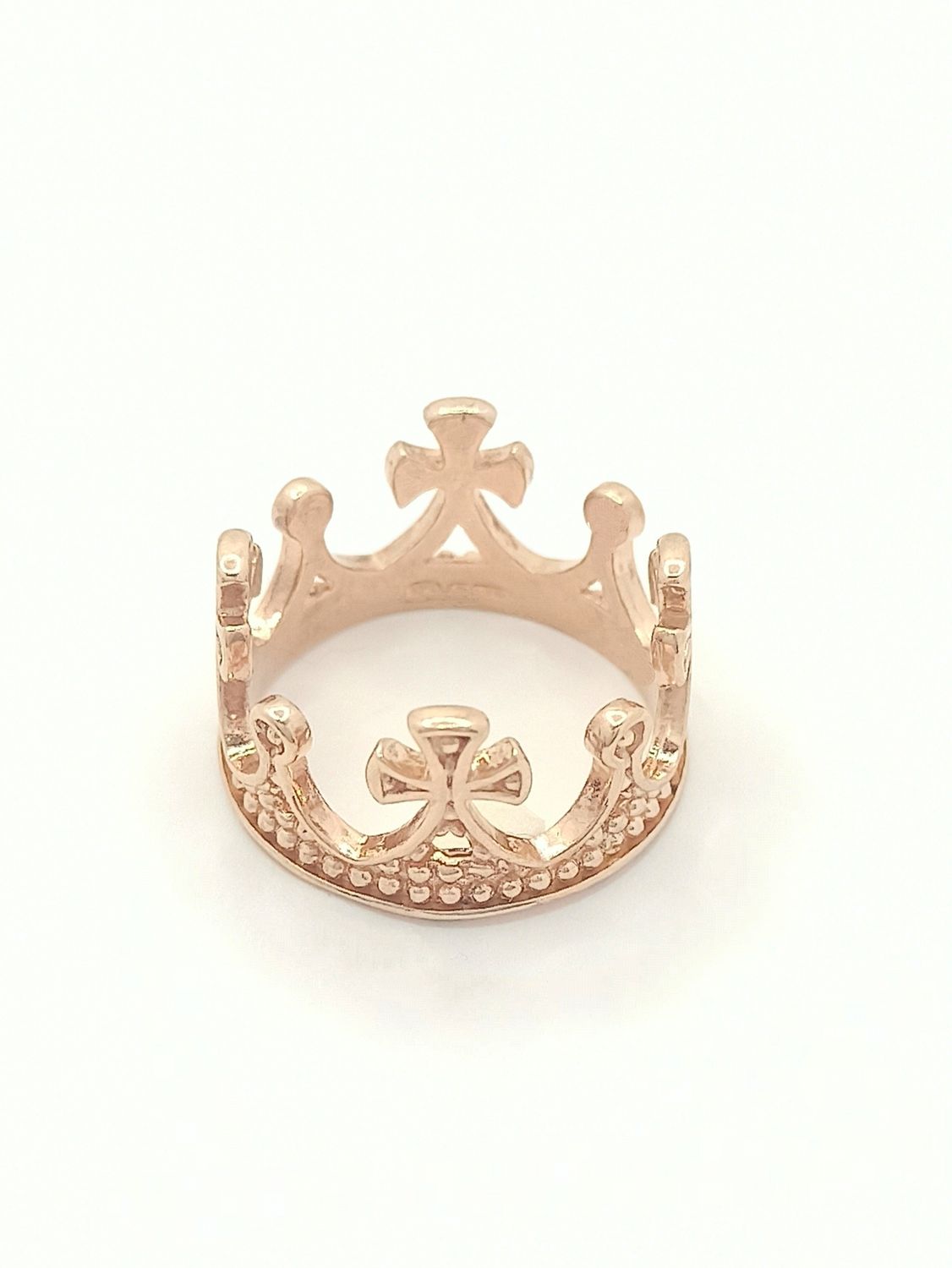 Silver 925 wide crown ring, MODEL-COLOR-SIZE: 1-Rose-SIZE 52 EUR L UK  6 USA