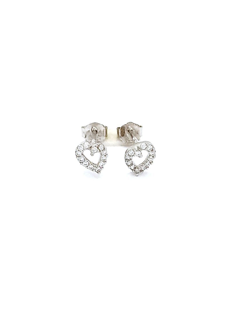 Silver 925 heart white stone stud earrings