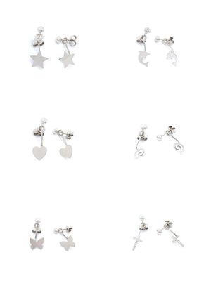 Silver 925 star heart butterfly stud earrings