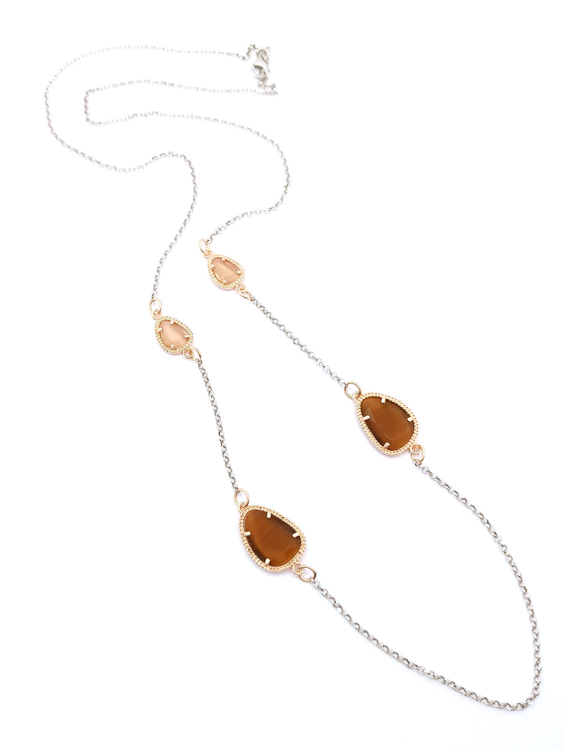 Silver 925 colorful stone long  necklace, MODEL-CHAIN LENGTH: 1-Necklace Chain Length: 79cm