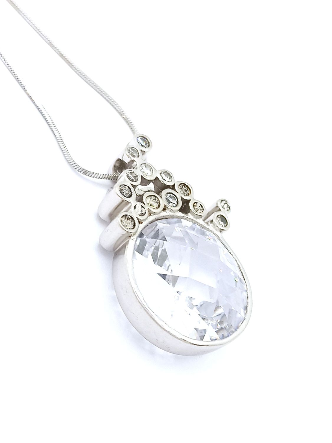 Silver 925 big stone modern necklace