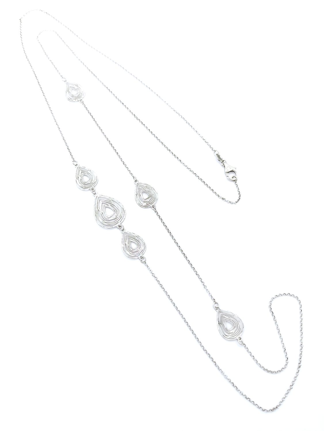 Silver 925 tear or oval diamond cut long necklace, MODEL-DESIGN SIZE-CHAIN LENGTH: 1-Big Design Height: 5.5cm-Width: 1.5cm-Chain Length: 90cm