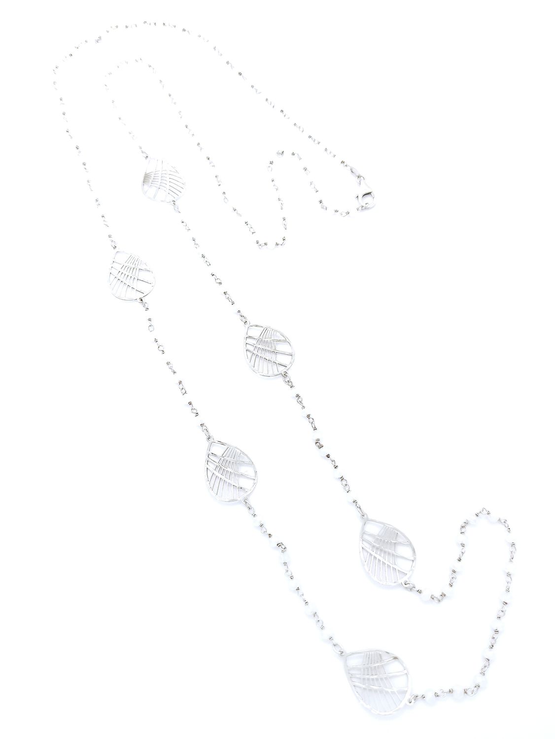 Silver 925 modern white stone diamond cut long necklace