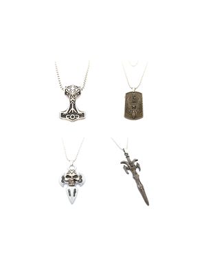 Stainless steel thor skull army sword necklace