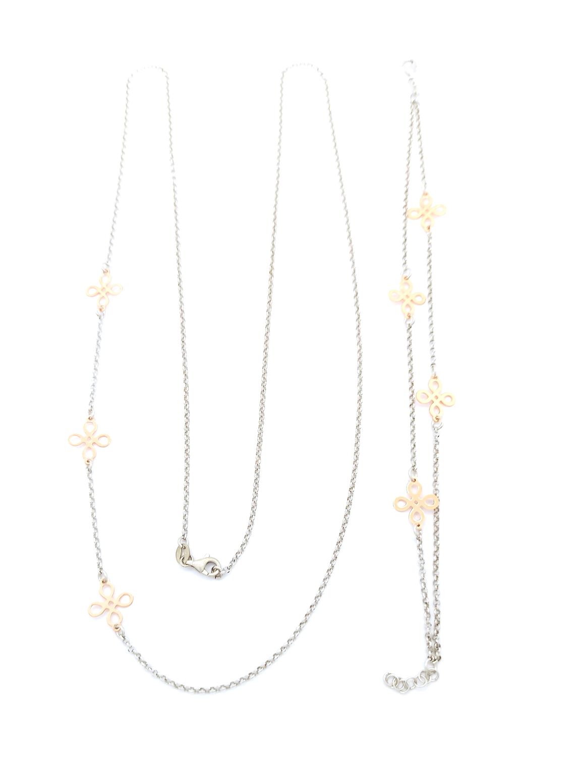Silver 925 set van cleef type long necklace and bracelet