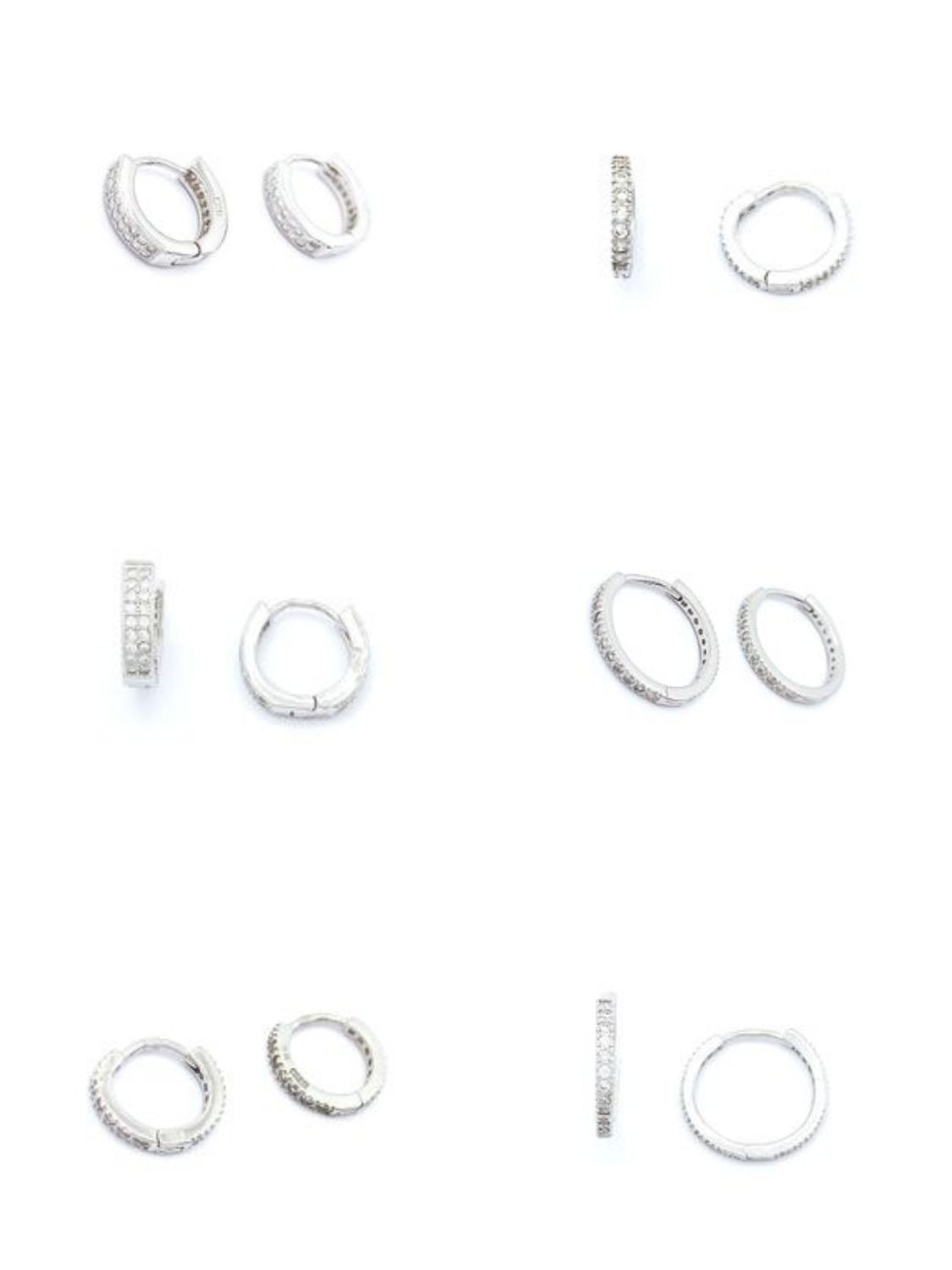 Silver 925 all around zirgonia stone hoop earrings