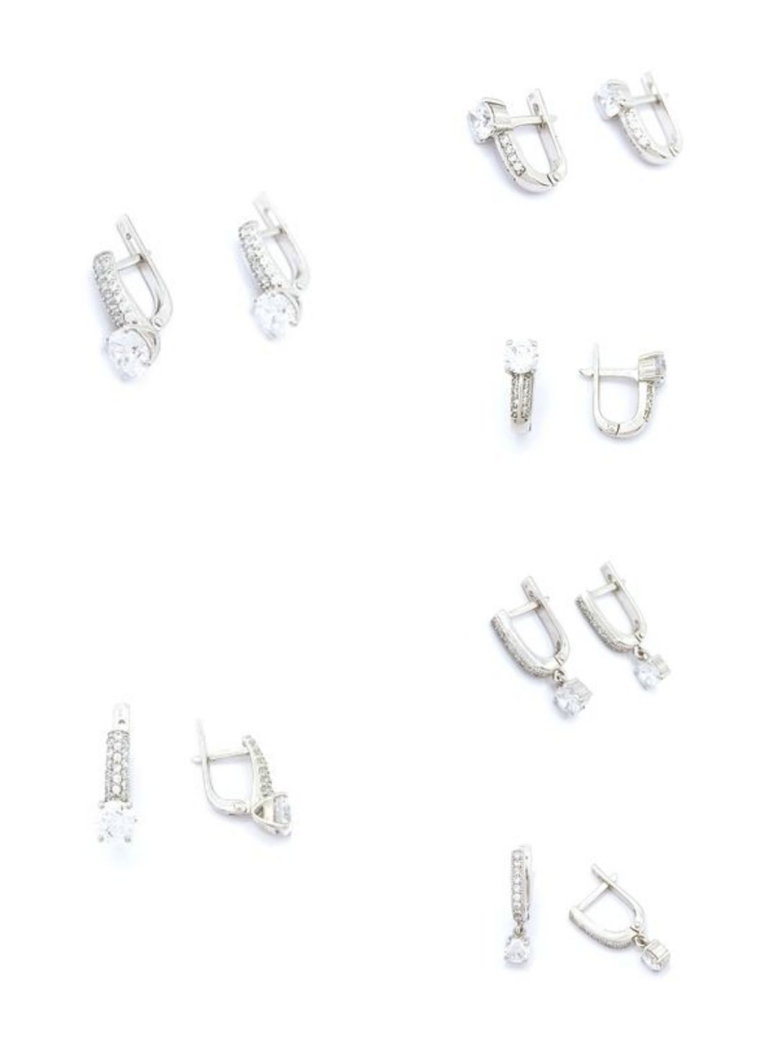 Silver 925 modern stone hoop earrings