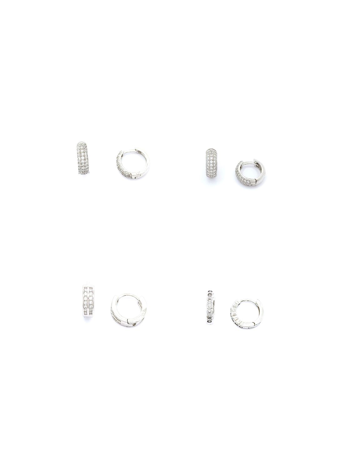 Silver 925 modern stone hoop earrings