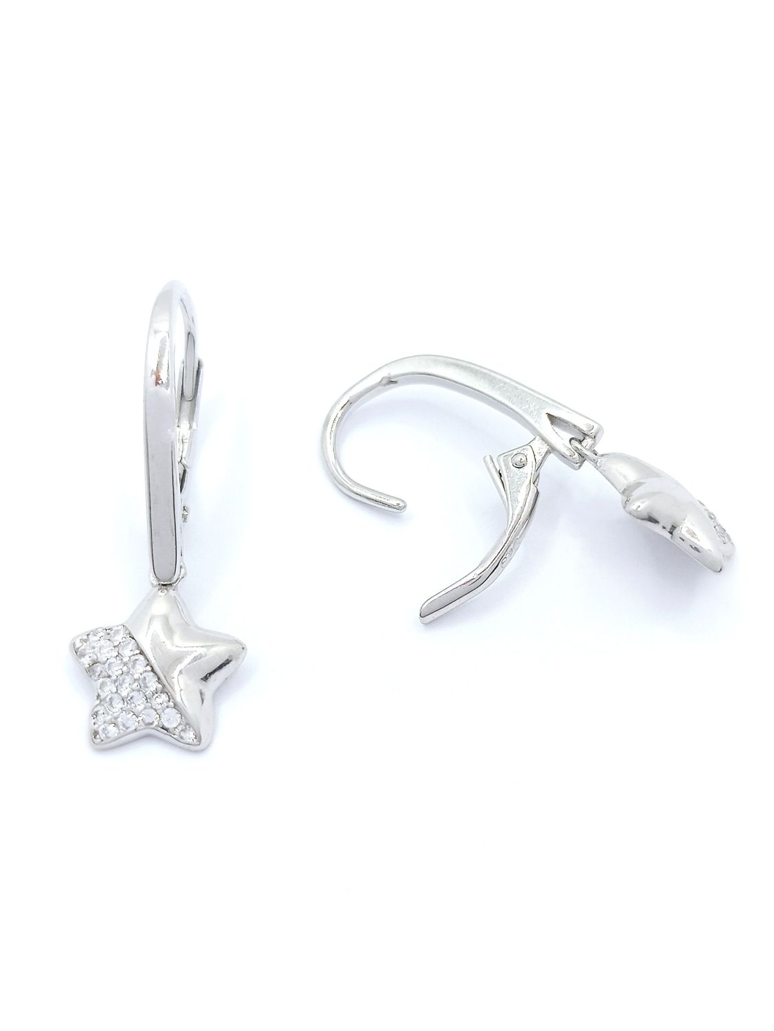 Silver 925 hanging star hoop earrings