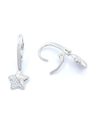 Silver 925 hanging star hoop earrings
