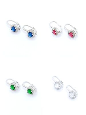 Silver 925 multi color round earrings