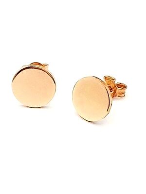 Silver 925 round rose stud earrings, MODEL-COLOR-SIZE: 1-Rose gold-Design diameter: 1cm