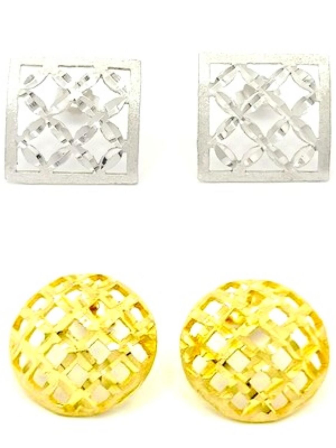 Silver 925 square or round diamond cut stud earrings
