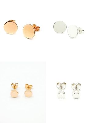 Silver 925 round rose stud earrings