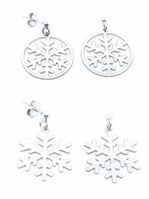 Silver 925 snowflake round earrings