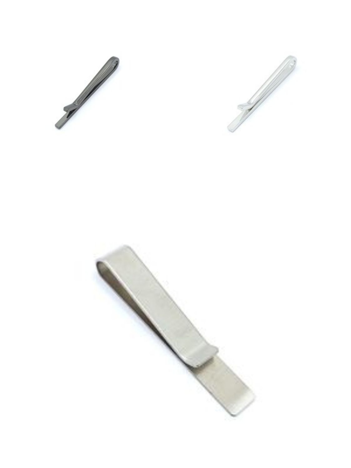 Stainless steel silver or black tie clip bar