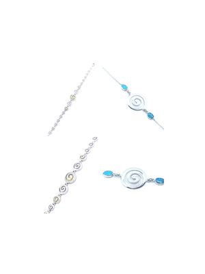 Silver 925  Opal blue spiral Meandros Greek bracelet
