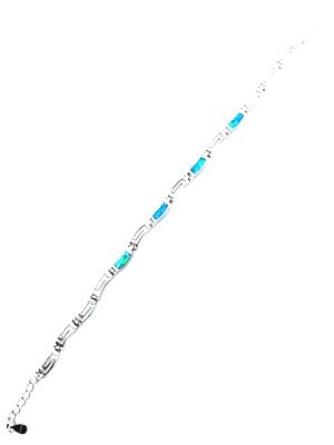 Silver 925 Opal blue wave Meandros bracelet